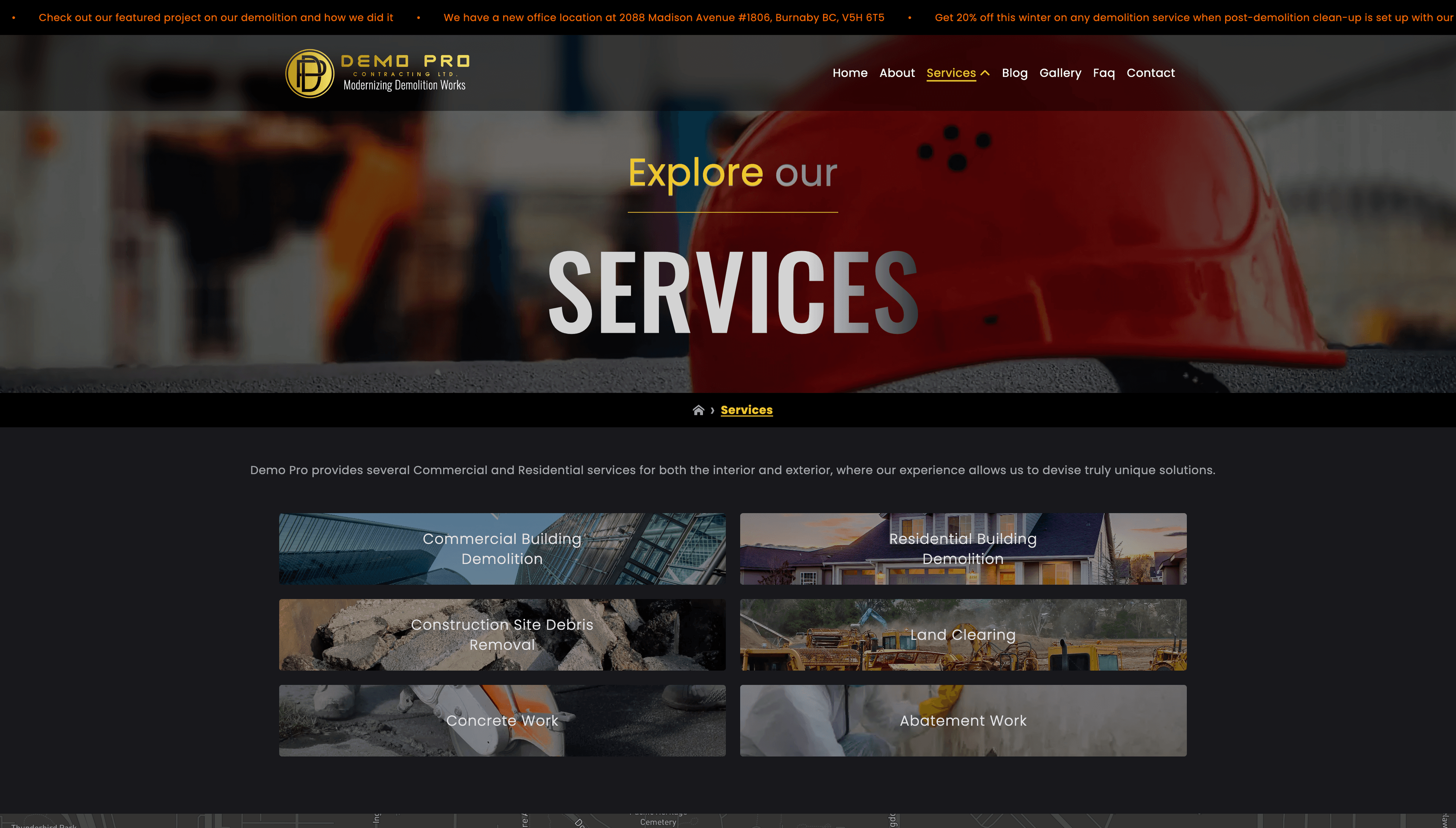 Demo-Pro services layout