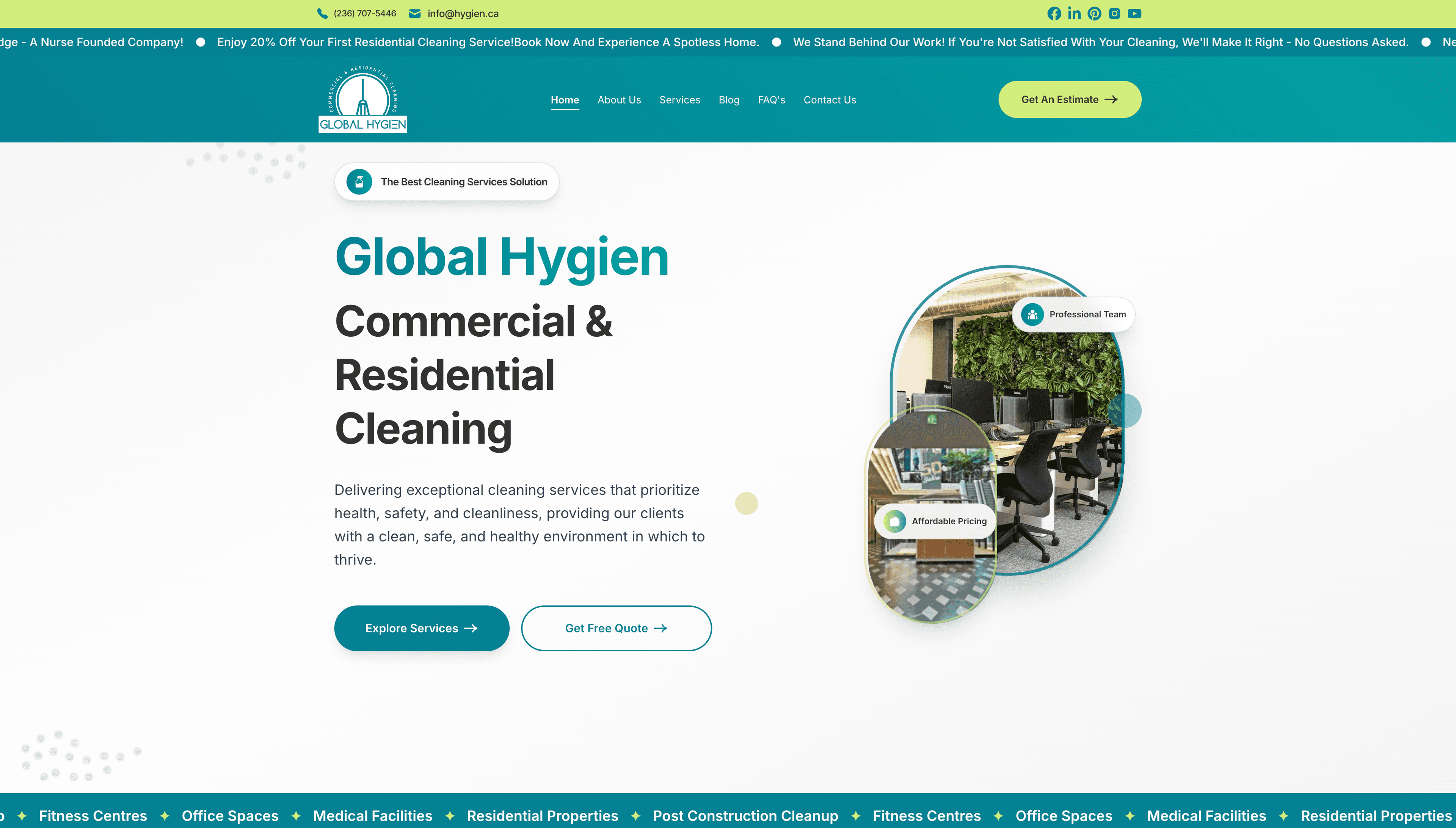 Global Hygien homepage preview